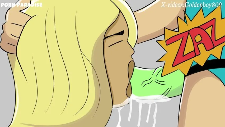 Cartoon blonde is eagerly sucking a big cock and hoping to get fucked,  until she cums
