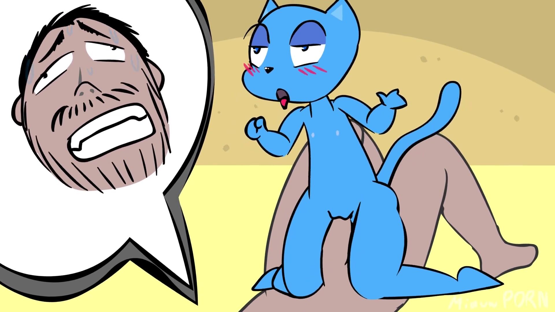 Blue Picture Cartoon - Sexy Blue Cat Furry Fucks Human Dick! Rule34 Original Animation