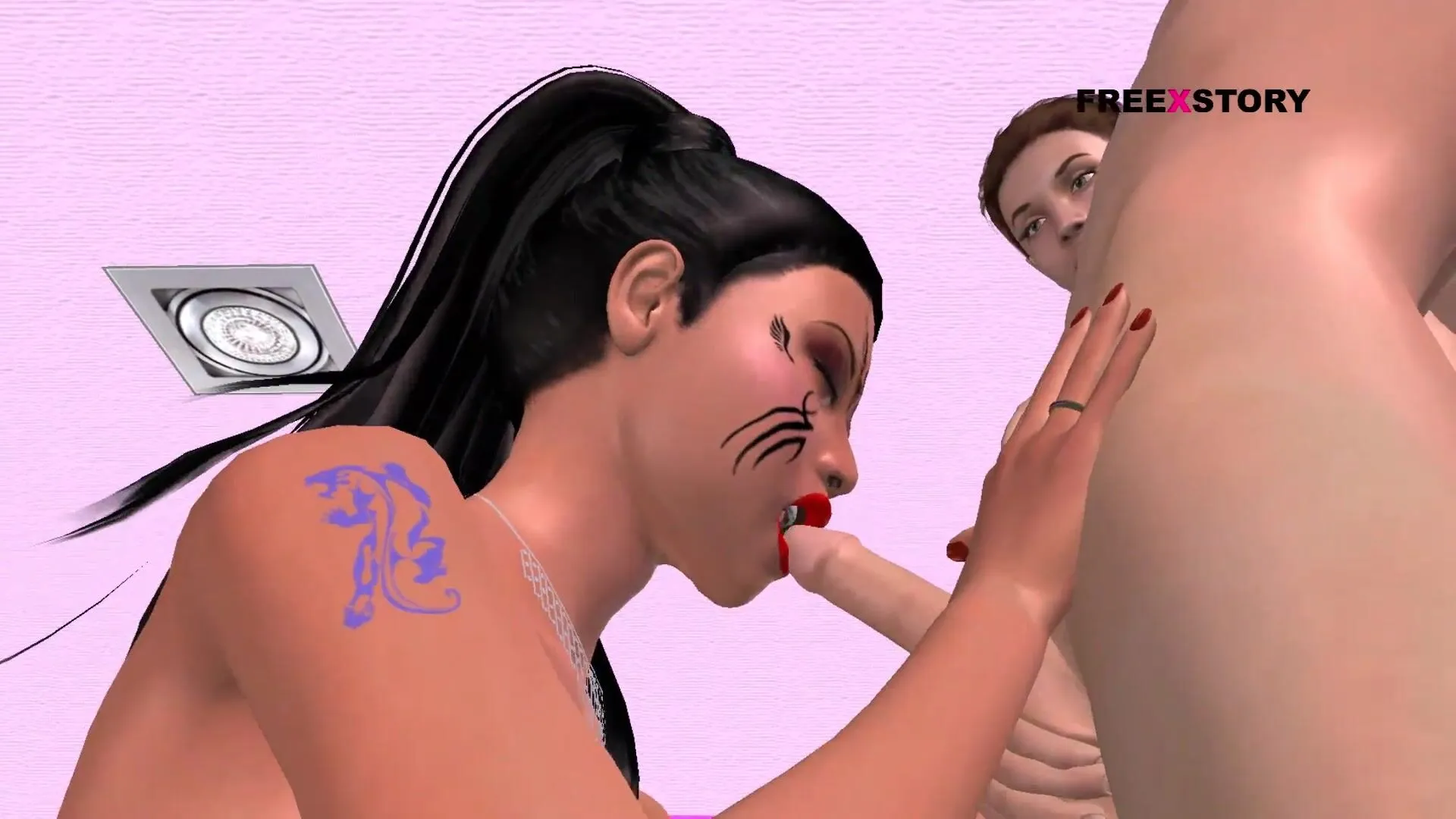 Chodai 3d Girl - An animated cartoon sex video of a cute desi bhabhi doing 3some sex with  two guys
